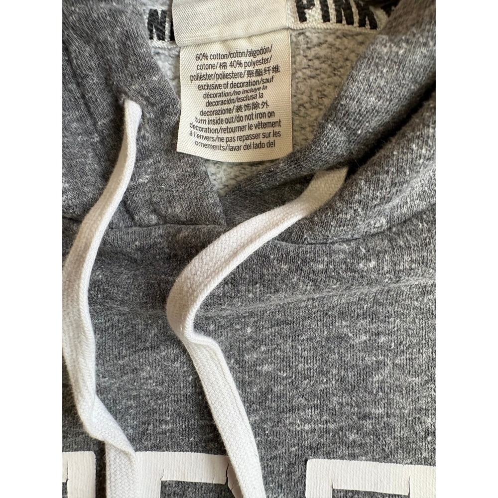 Victoria's Secret PINK Hoodie Gray Heathered Logo Pullover Sweatshirt Womens M - Picture 3 of 12